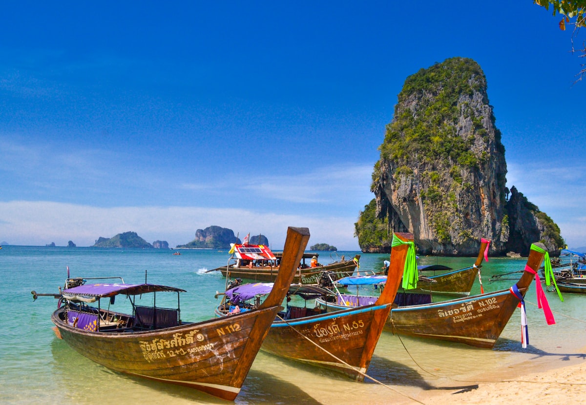 Wooden banca boat anchored in a hidden lagoon
